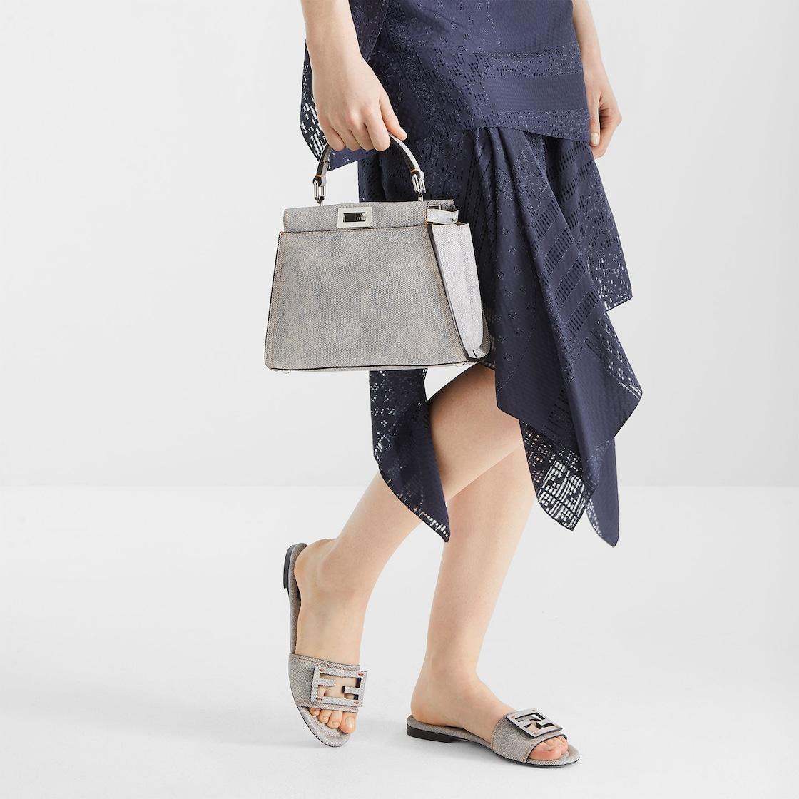 Peekaboo MiniGray leather bag with a faded denim effect. Product Image