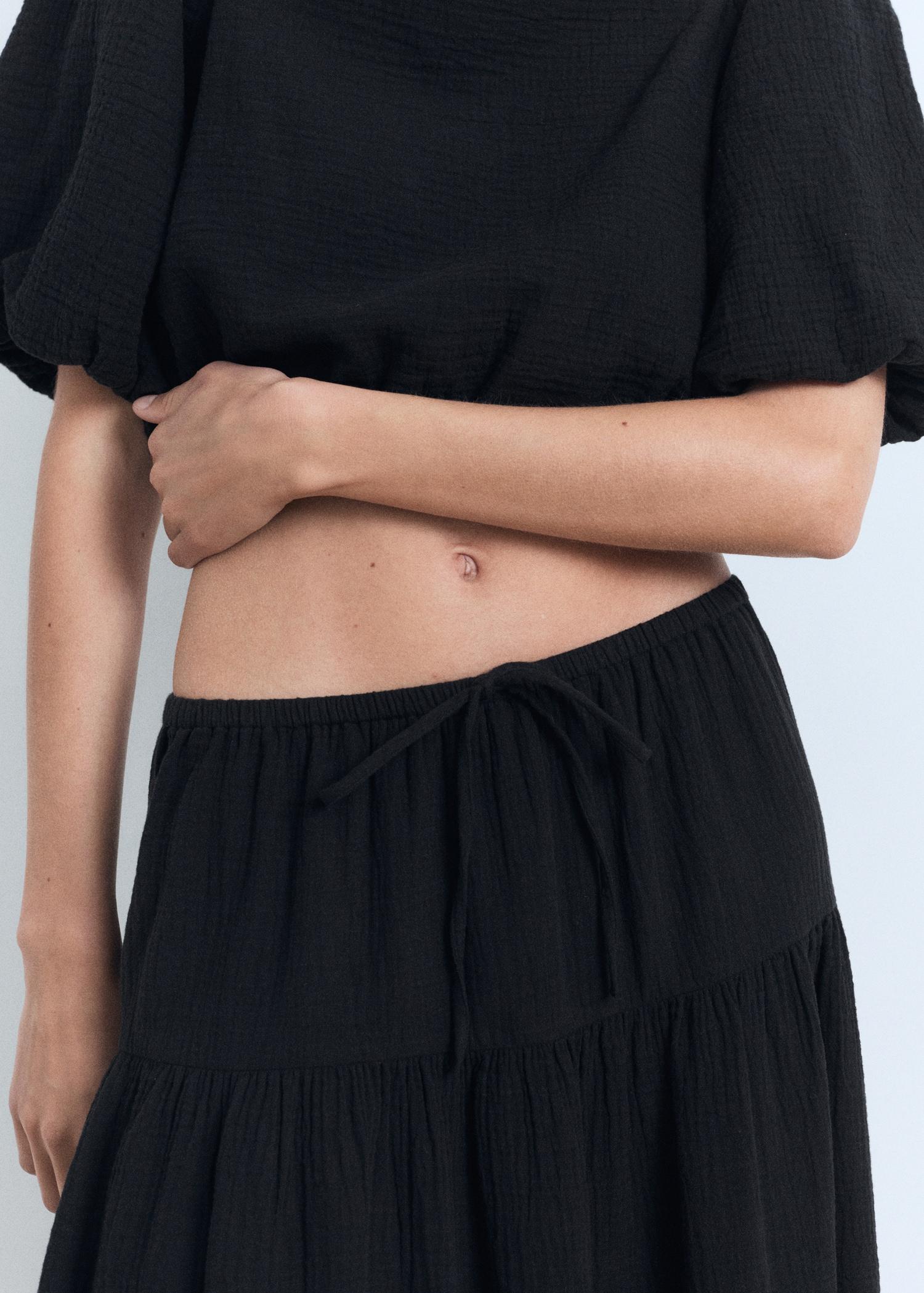 Cotton drawstring skirt - Women | MANGO USA Product Image