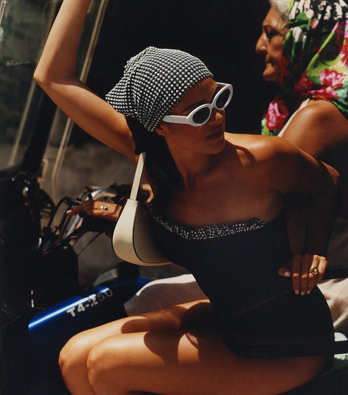 Gingham Seersucker Mini Dress - Black Gingham Product Image