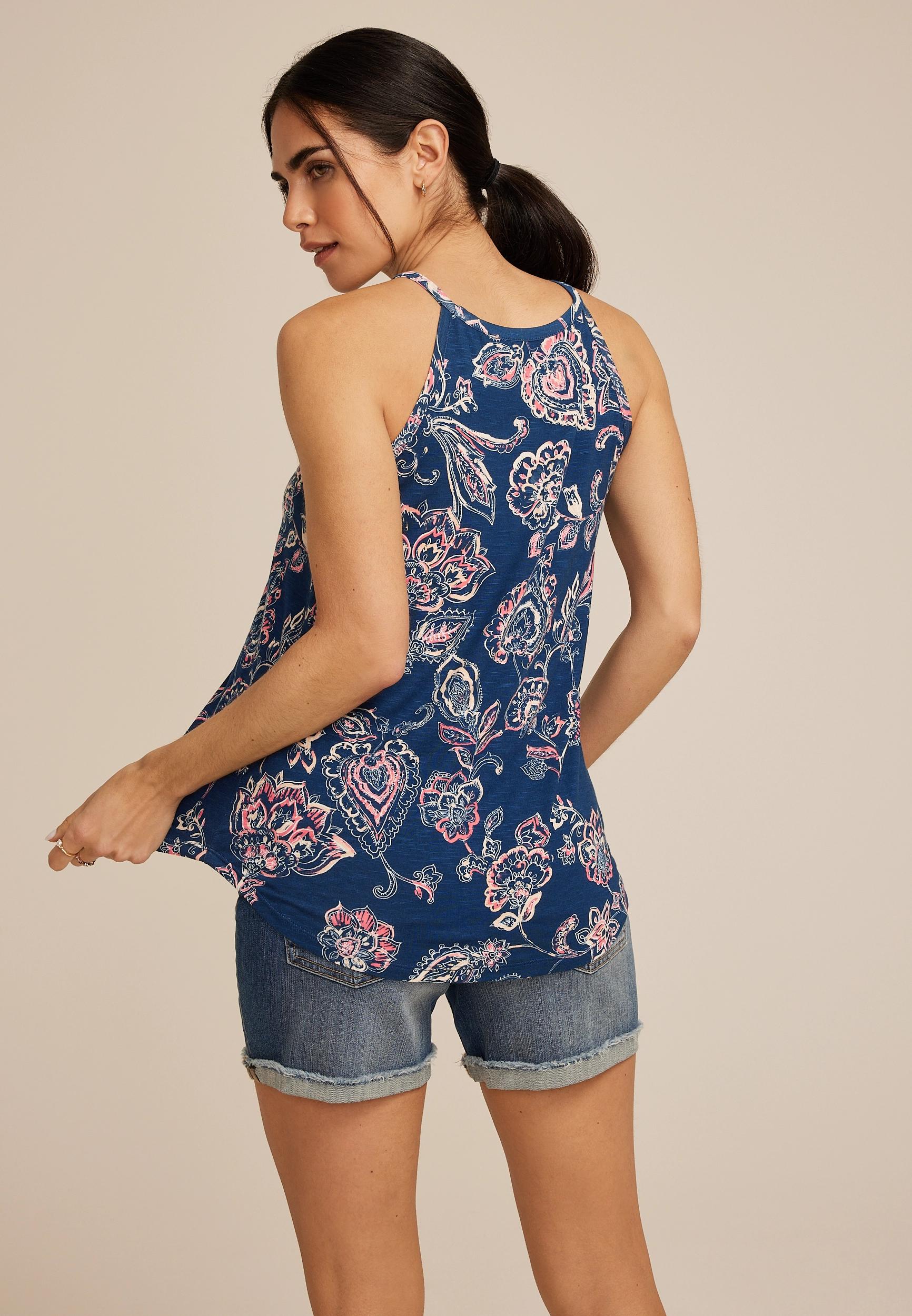 24/7 Mara Floral Halter Tank Top Product Image