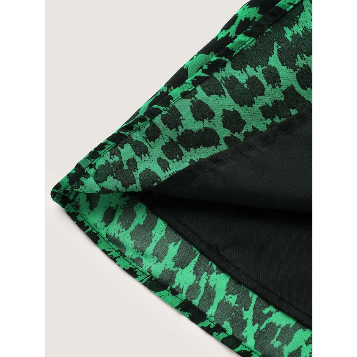 Plus Size DarkGreen Leopard Print Tie Knot Lantern Sleeve Blouse Women Romantic Long Sleeve V-neck Elegant Blouses BloomChic 30/6X Product Image