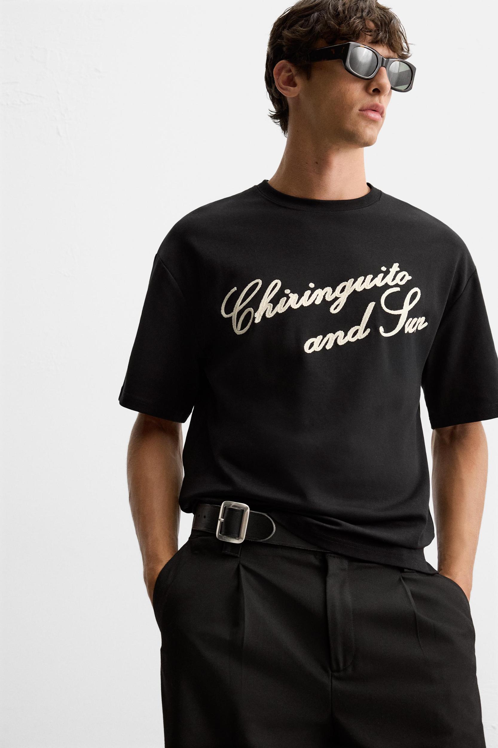 EMBROIDERED TEXT T-SHIRT Product Image