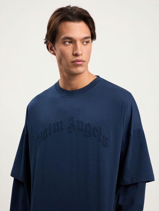 Curved Logo Double Long-Sleeved T-shirt Product Image