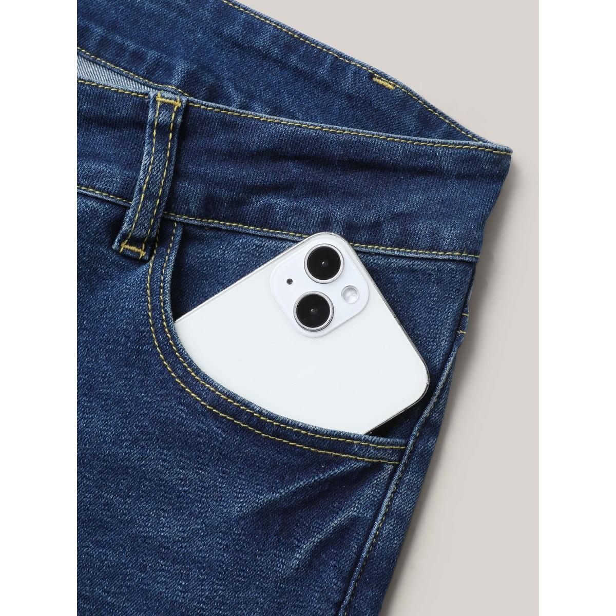 Plus Size Classic Sculpting Boyfriend Jeans Women Bluevintage Casual Medium stretch Slanted pocket Jeans BloomChic 28/5X Product Image