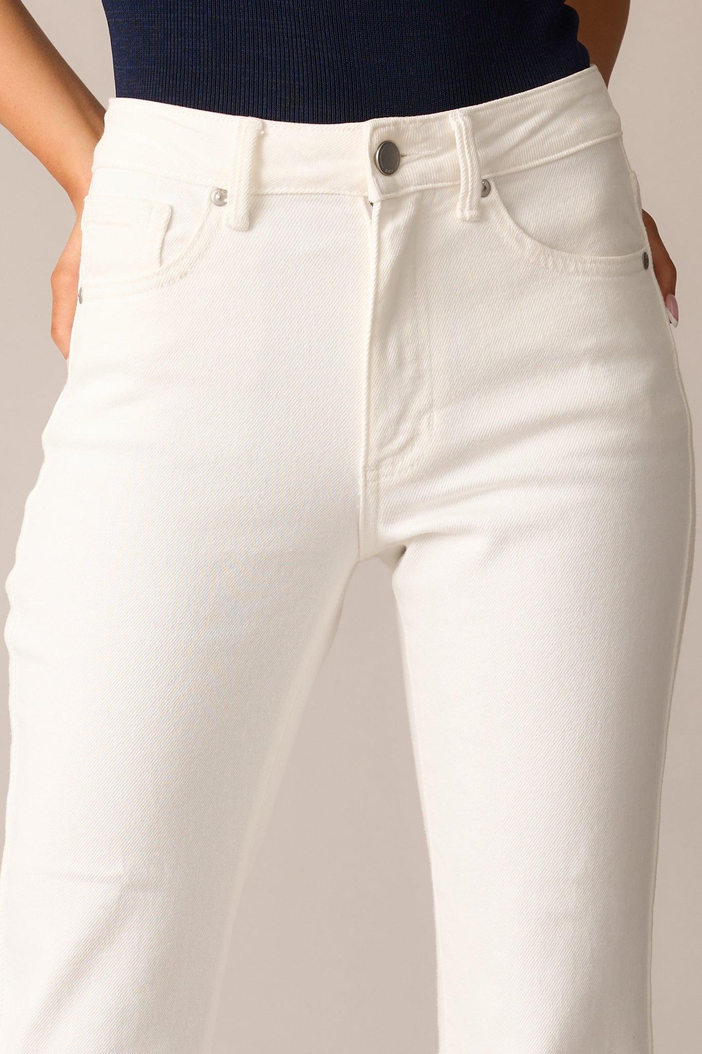 Terrific Timing White Cropped Flare Jeans Product Image