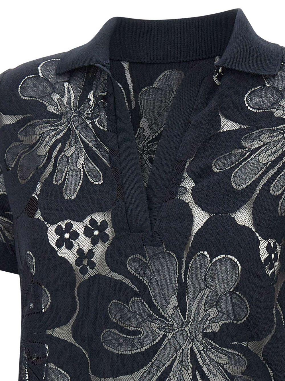 floral-lace polo top Product Image