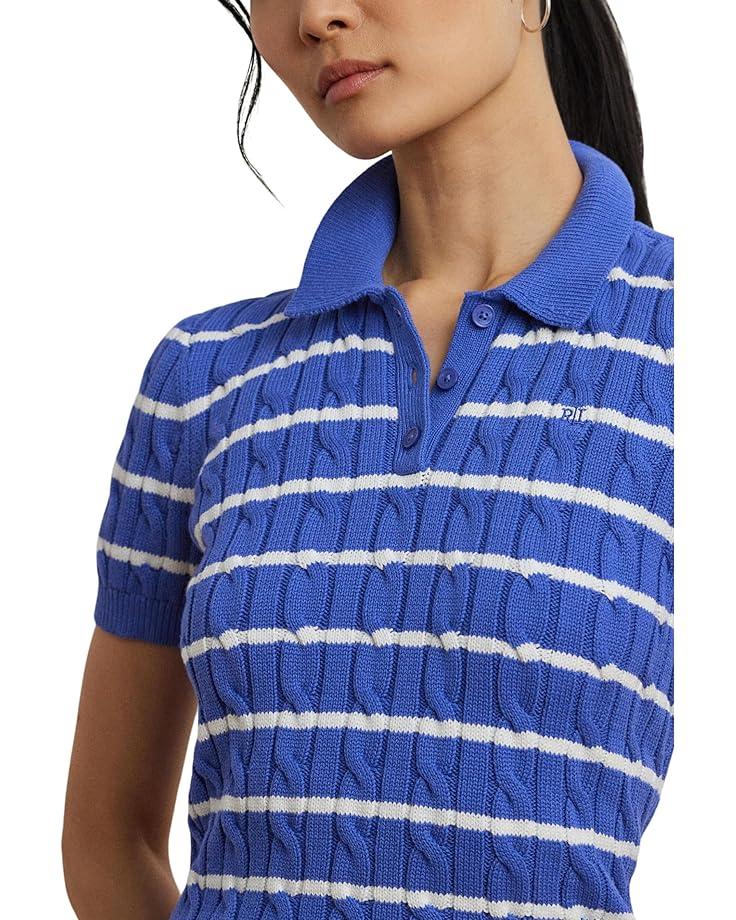 Petite Cable-knit Cotton Polo Sweater Product Image
