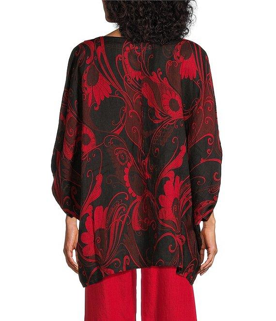 Bryn Walker Woven Garden Print Round Neck Elbow Sleeve Oversized Tunic Product Image