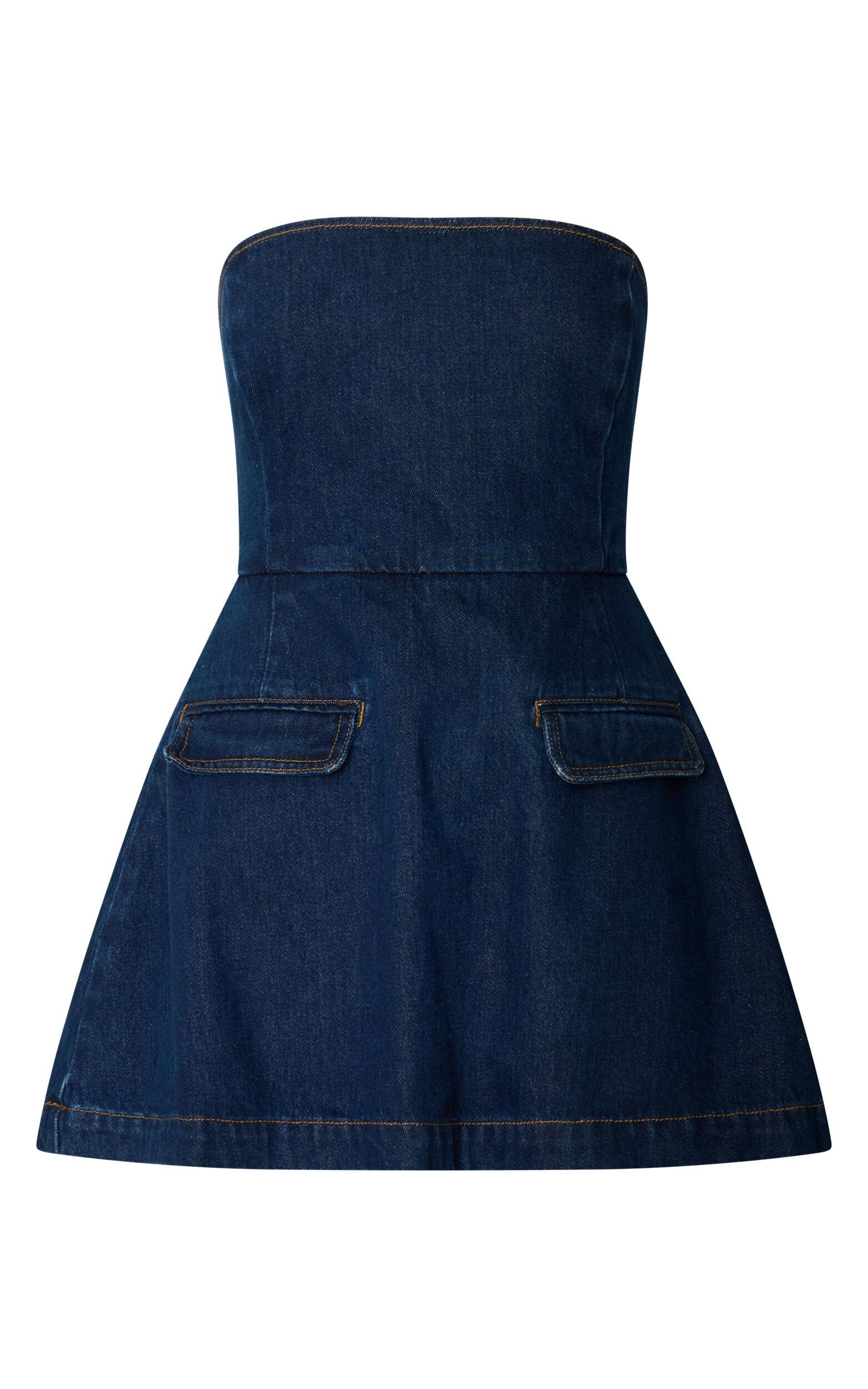 Hannah Playsuit - Denim Strapless A Line Playsuit in Indigo Wash Product Image