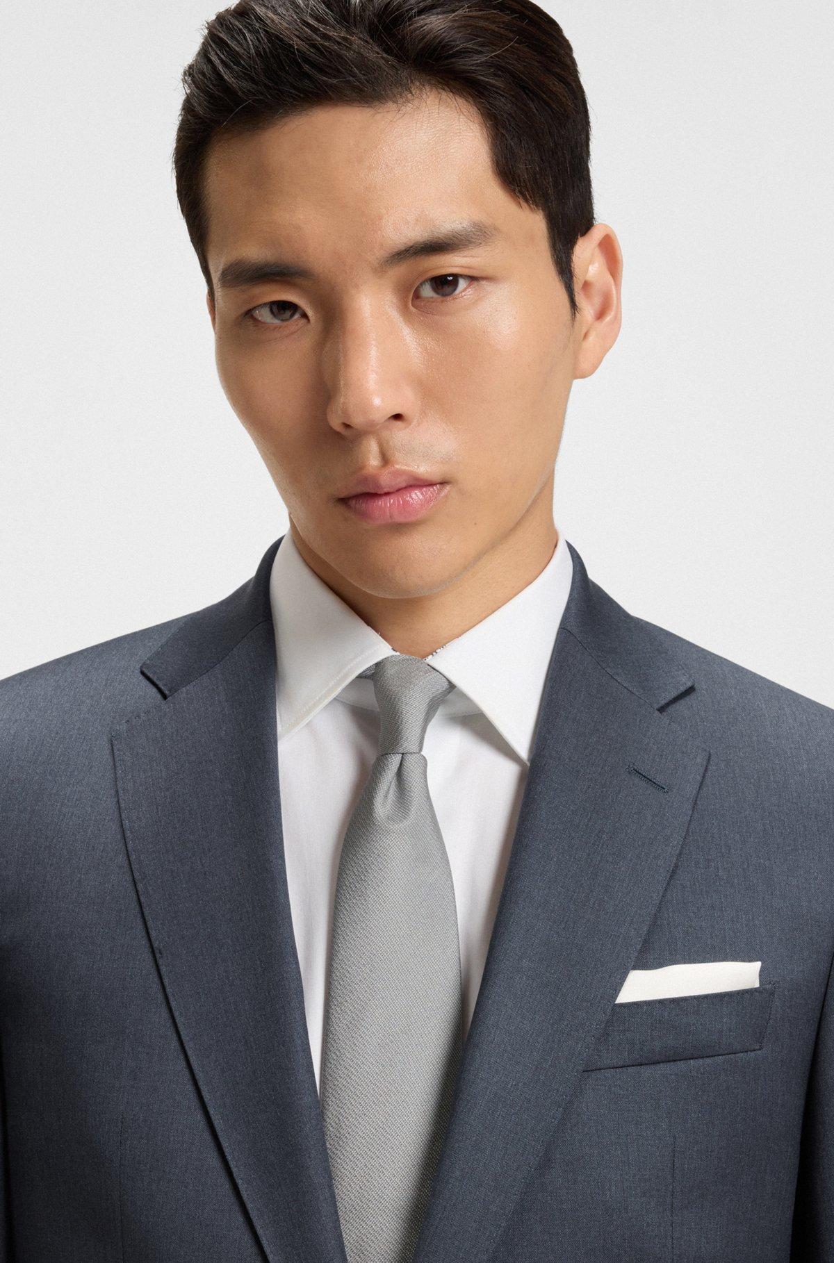 BOSS - Regular-fit suit jacket in virgin-wool serge - Dark Grey Product Image