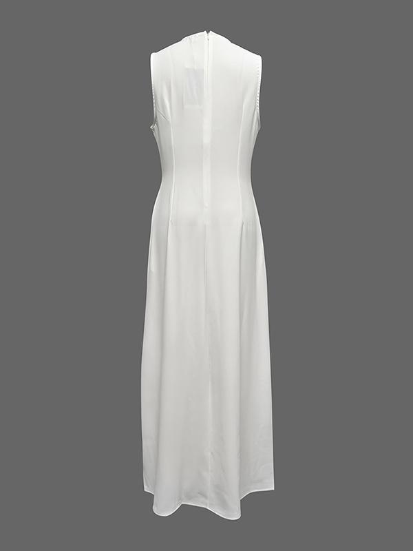 Sleeveless Solid Color Round-Neck Maxi Dresses Product Image