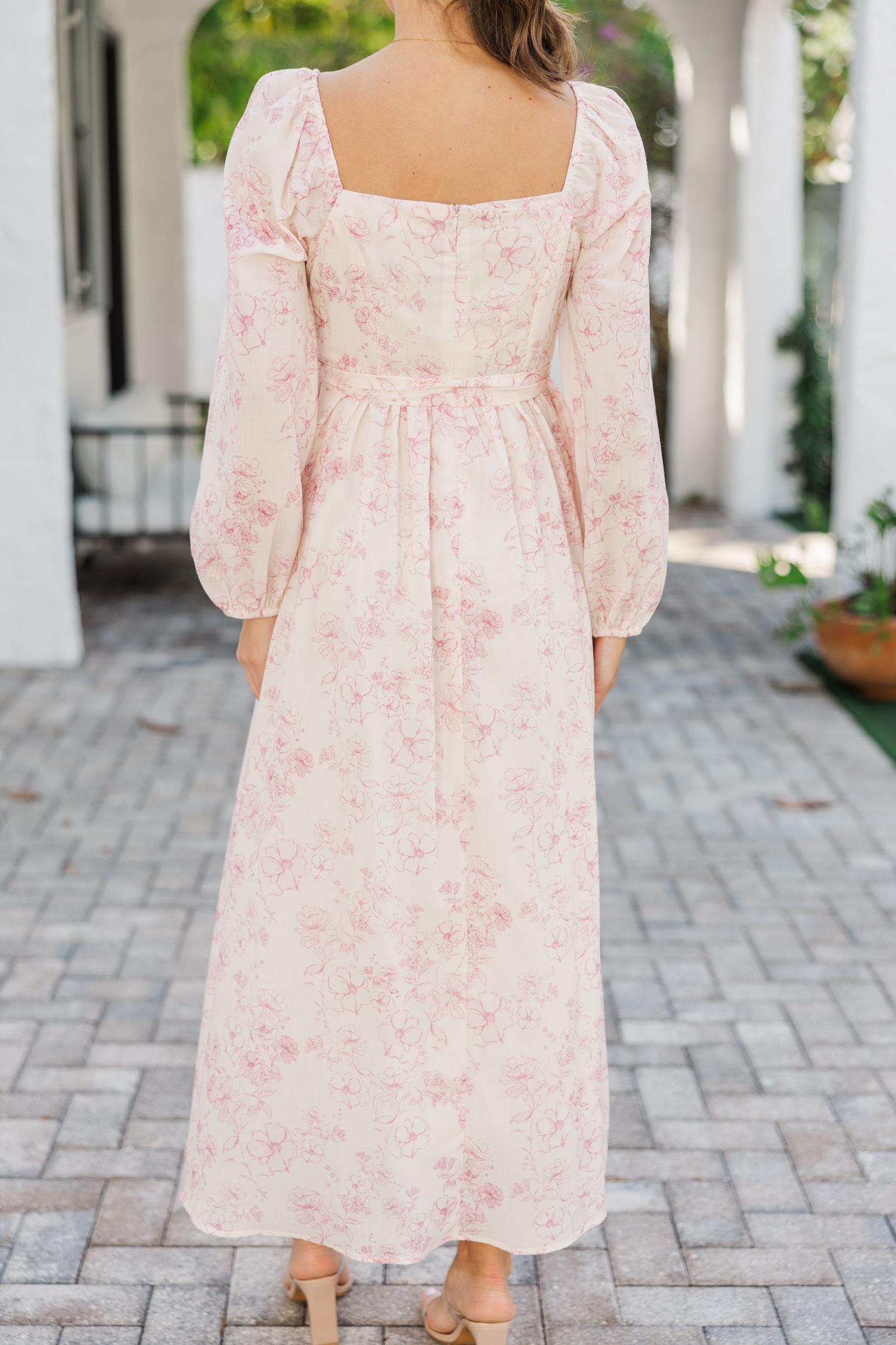 Feeling Oh So Sweet Pink Floral Midi Dress Female Product Image