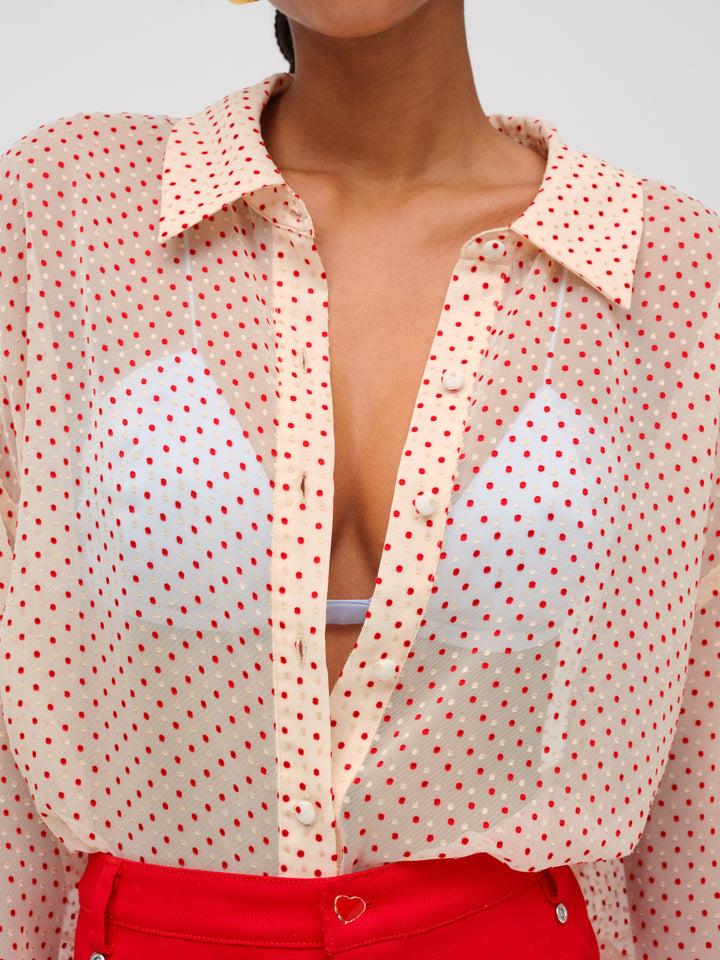 Love Dot Button-Up Top — Neutral Product Image