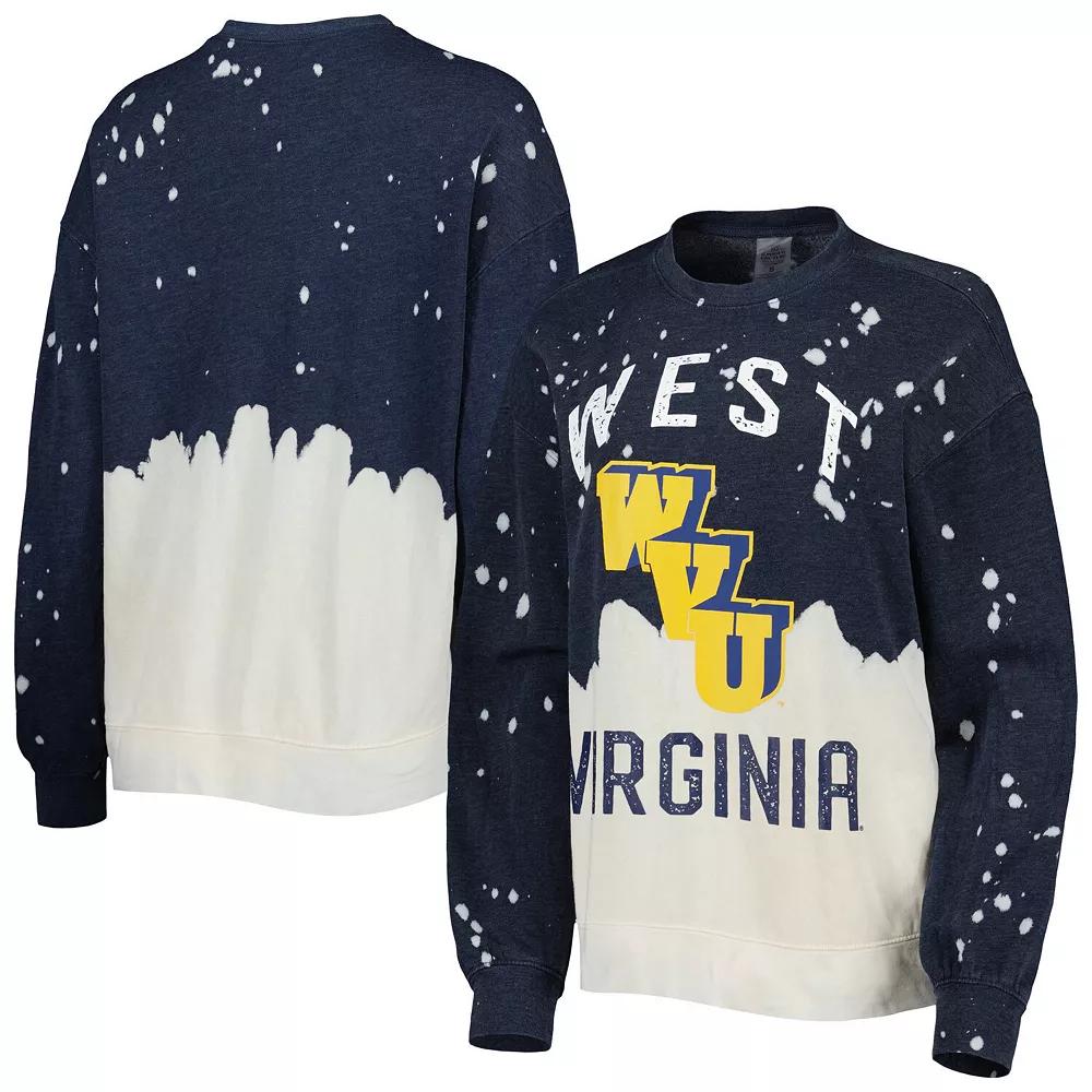 Women's Gameday Couture Navy West Virginia Mountaineers Twice As Nice Faded Dip-Dye Pullover Long Sleeve Top,  Product Image