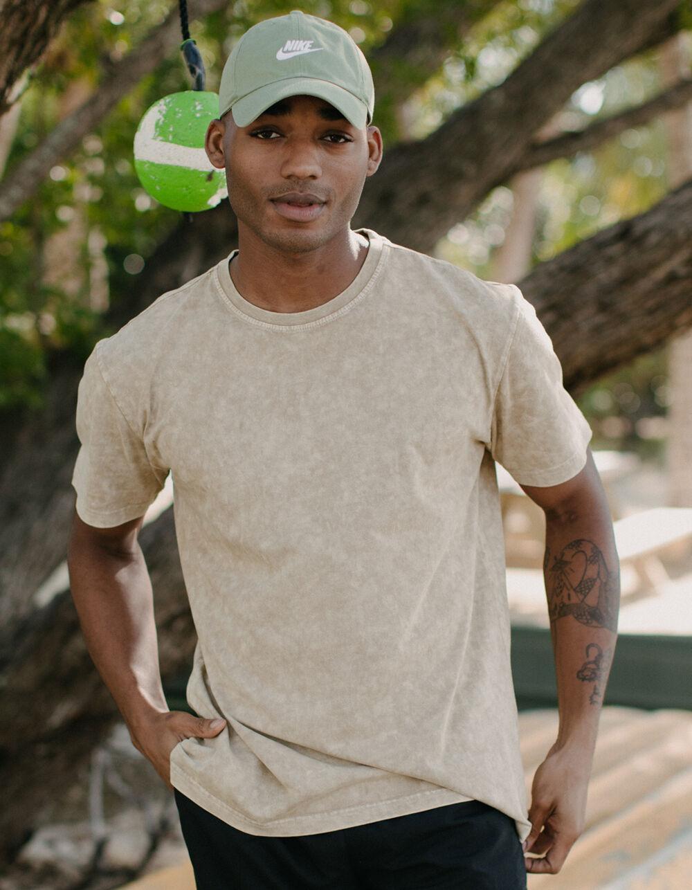 RSQ Mens Acid Wash Oversized Tee - KHAKI Product Image