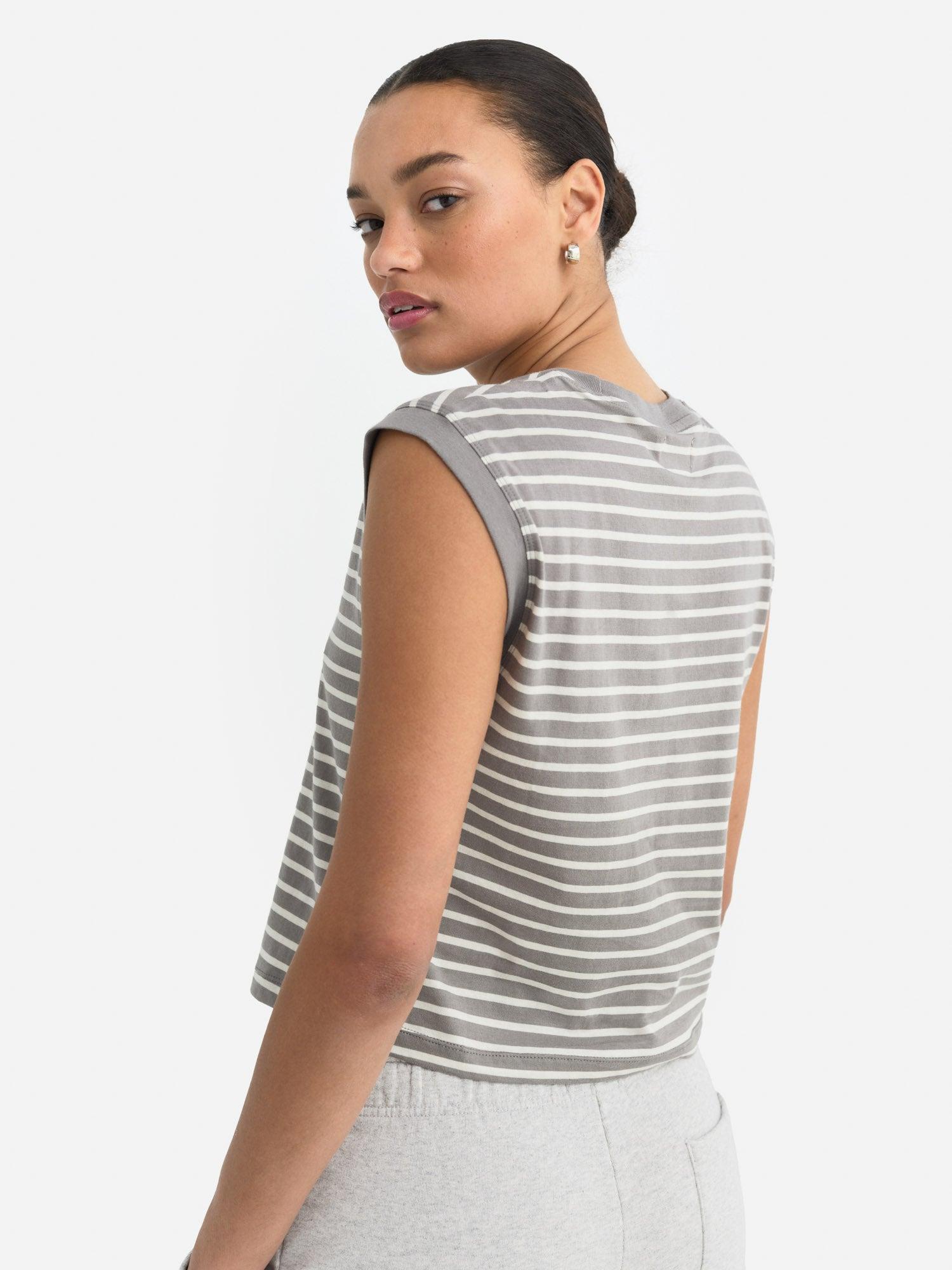 Organic Cotton Striped Muscle Tank Female Product Image