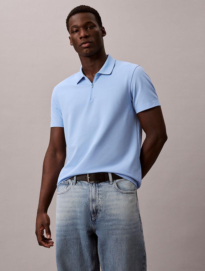 Tech Pique Zip Polo Shirt Product Image