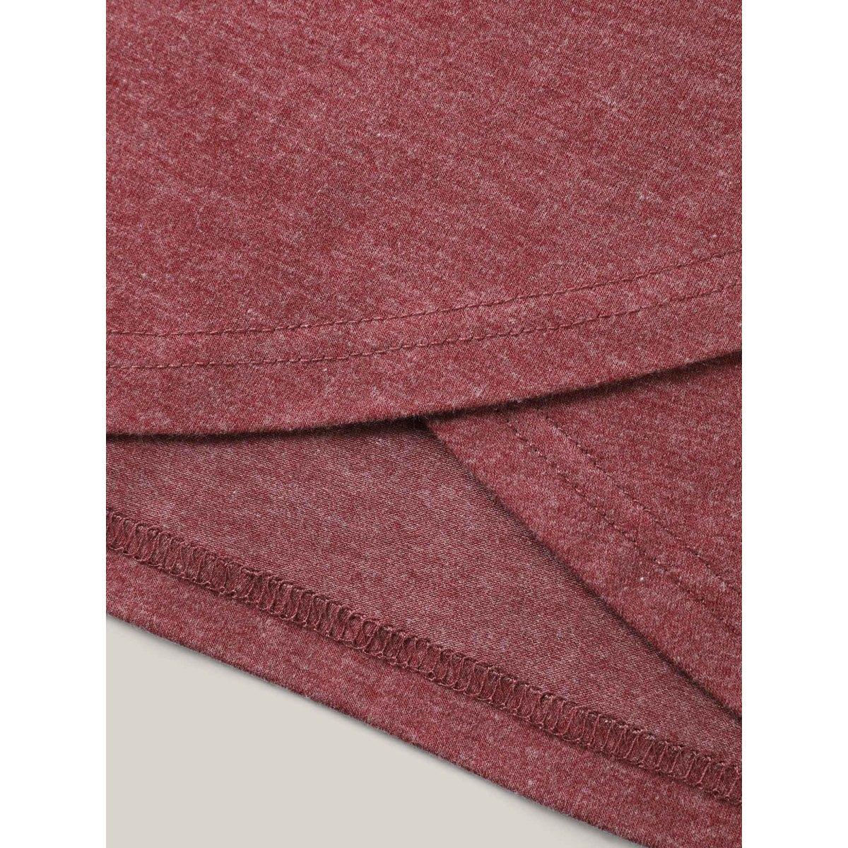 Plus Size Heather Stretchy Overlap Hem Plain T-Shirt Russet Women Leisure Overlapping Round Neck Casual T-shirts BloomChic 12/L Product Image