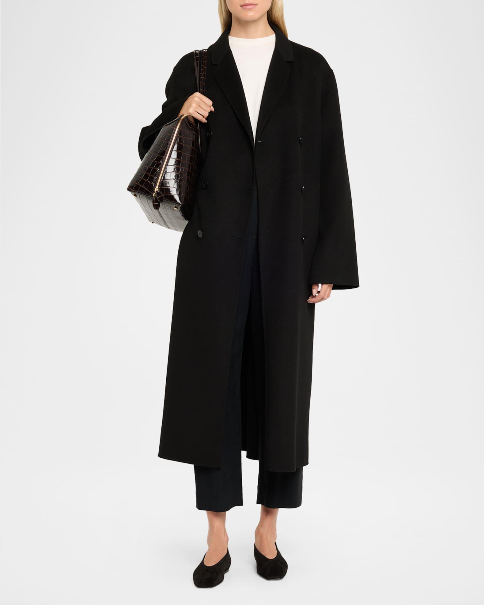 Curved Croc-Embossed Leather Day Tote Bag Product Image