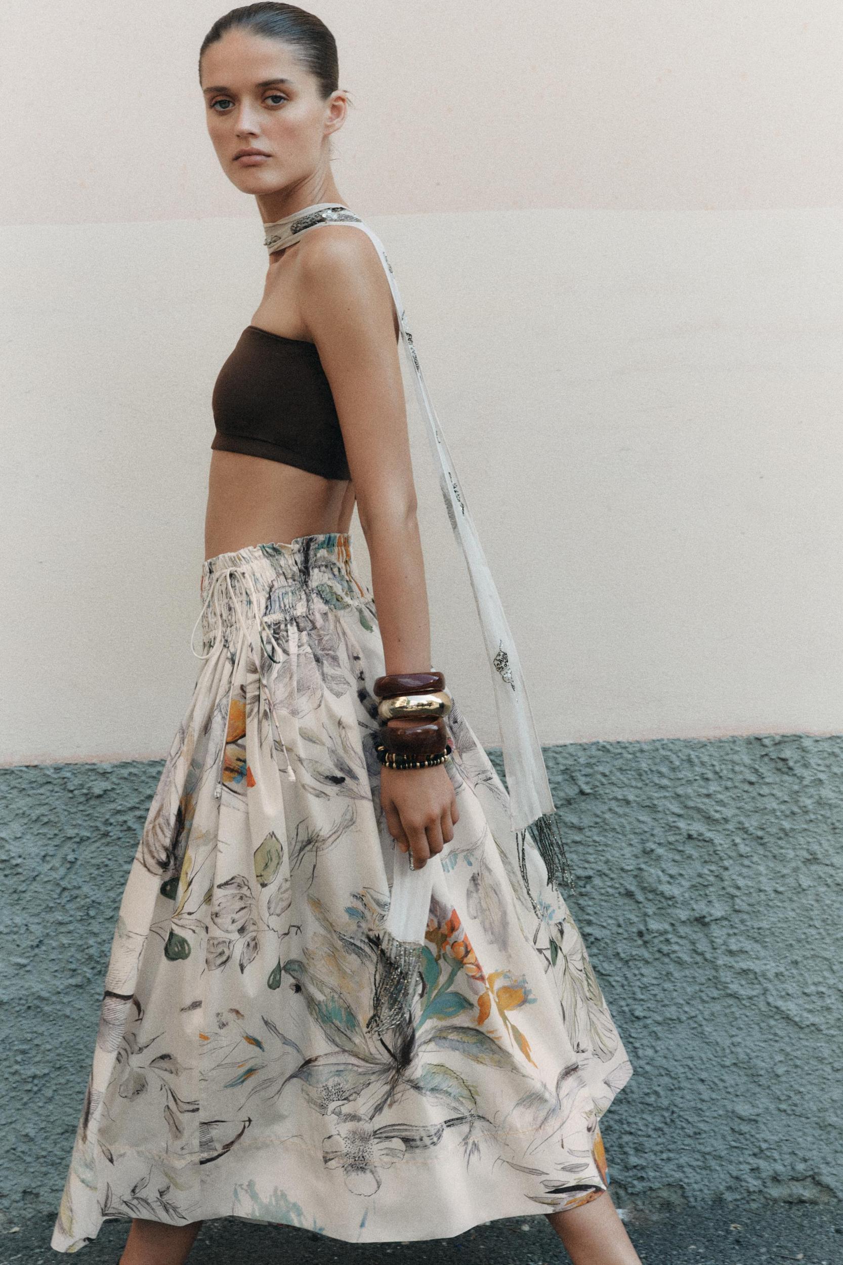 ZW COLLECTION FLORAL PRINT MIDI SKIRT Product Image