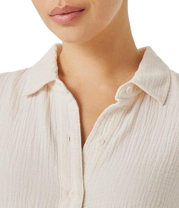 Splendid Adele Point Collar Long Sleeve Button Front Gauze Shirt Product Image