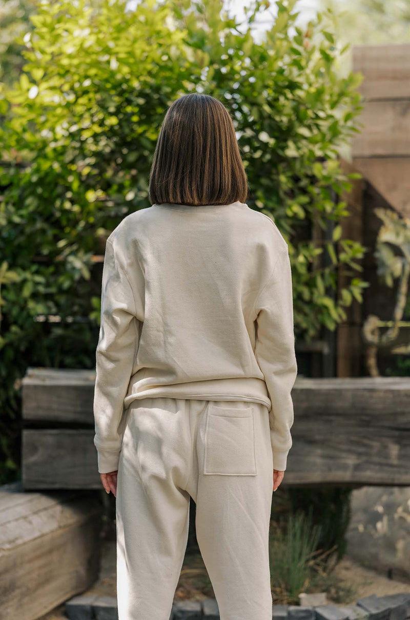 Women's Organic Heavyweight Crew Sweatshirt in Natural Product Image