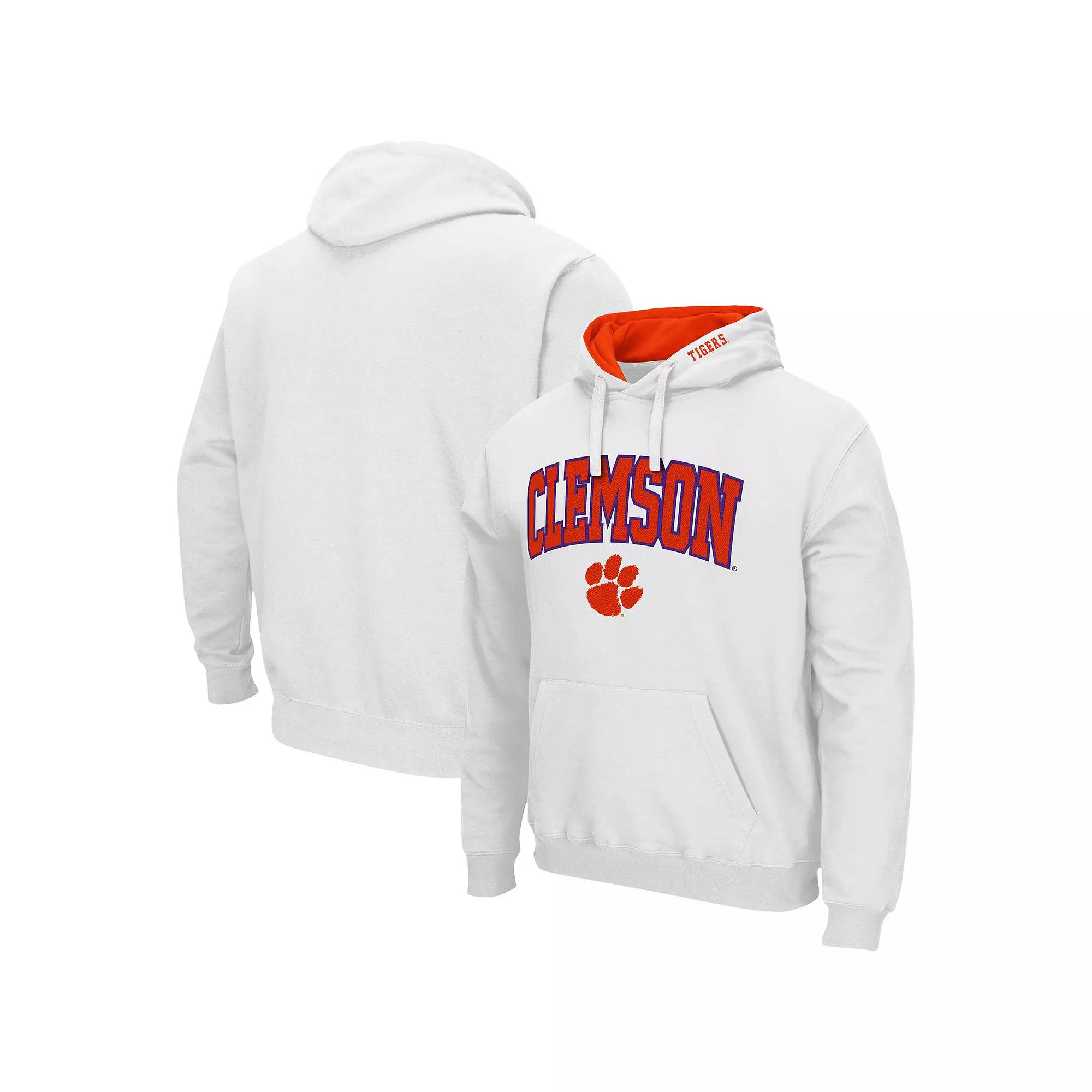 Men's Colosseum White Clemson Tigers Arch & Logo 3.0 Pullover Hoodie,  Product Image