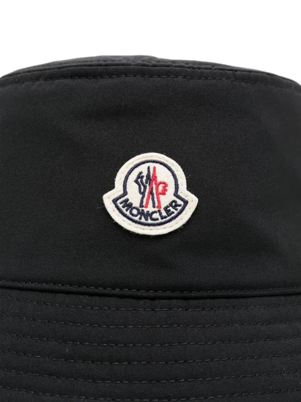 MONCLER Cotton Blend Bucket Hat Accessories In Black Product Image