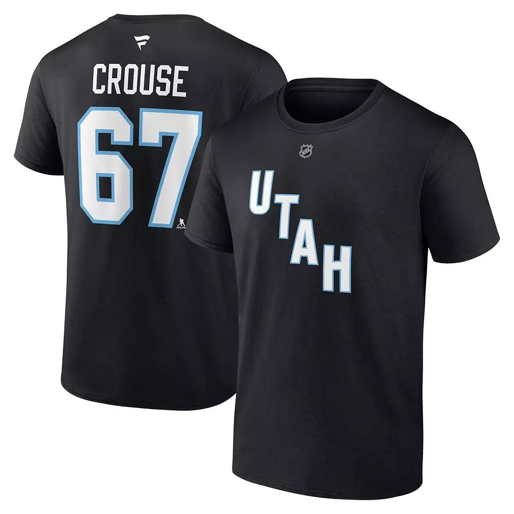 Men's Fanatics Lawson Crouse Black Utah Hockey Club Authentic Stack Name & Number T-Shirt,  Product Image
