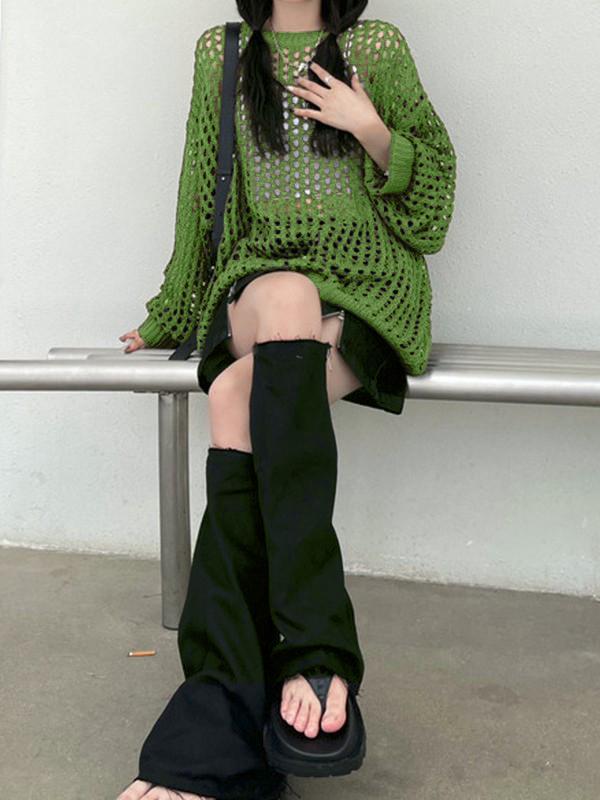 Oversized Crochet Open Knit Top Product Image