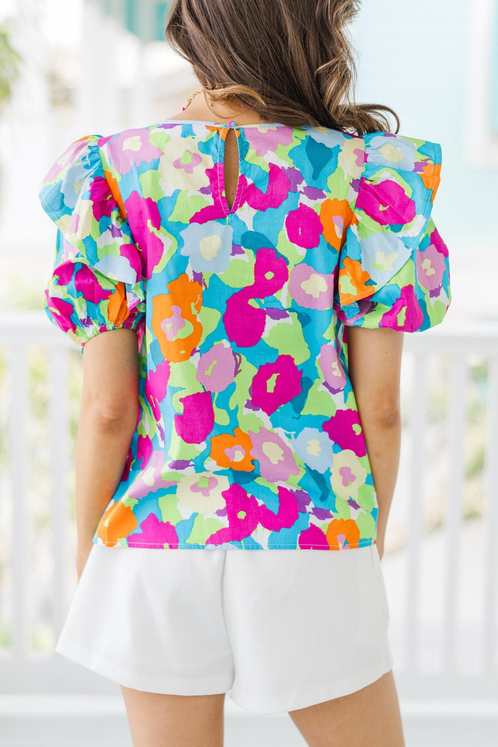 Living In A Dream Blue Floral Blouse Female Product Image