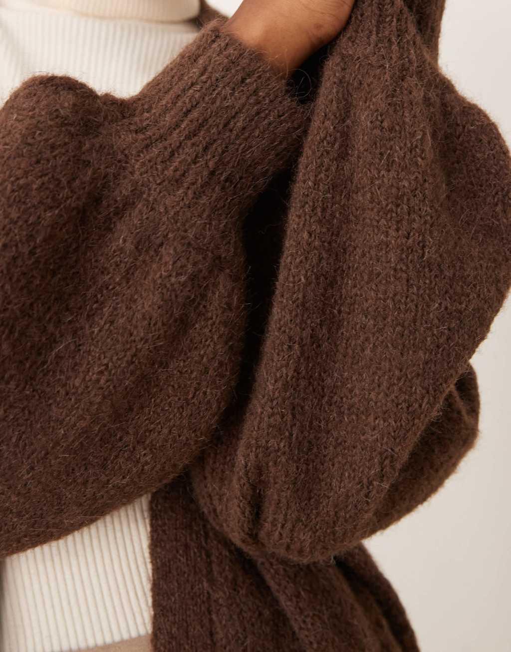 Miss Selfridge maxi cardigan in chocolate Product Image