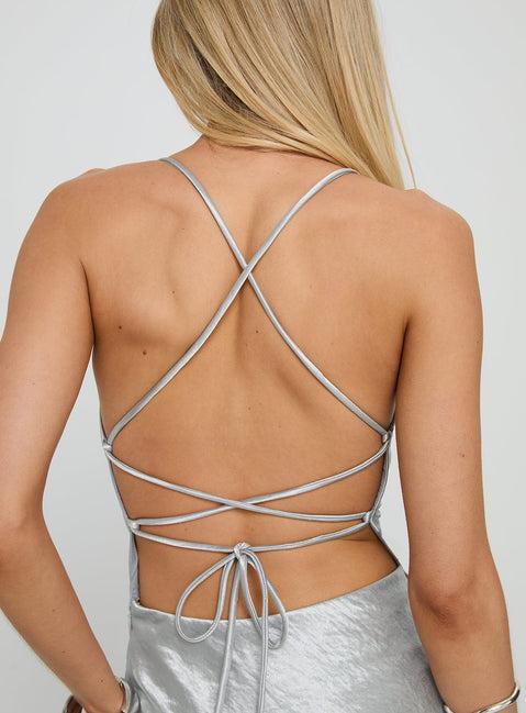 Celena Mini Dress Metallic Silver Product Image