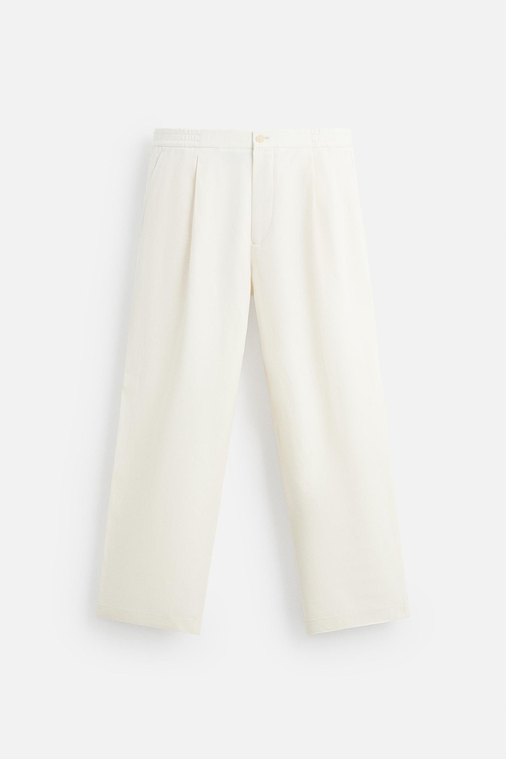 COTTON - LINEN PLEATED PANTS Product Image