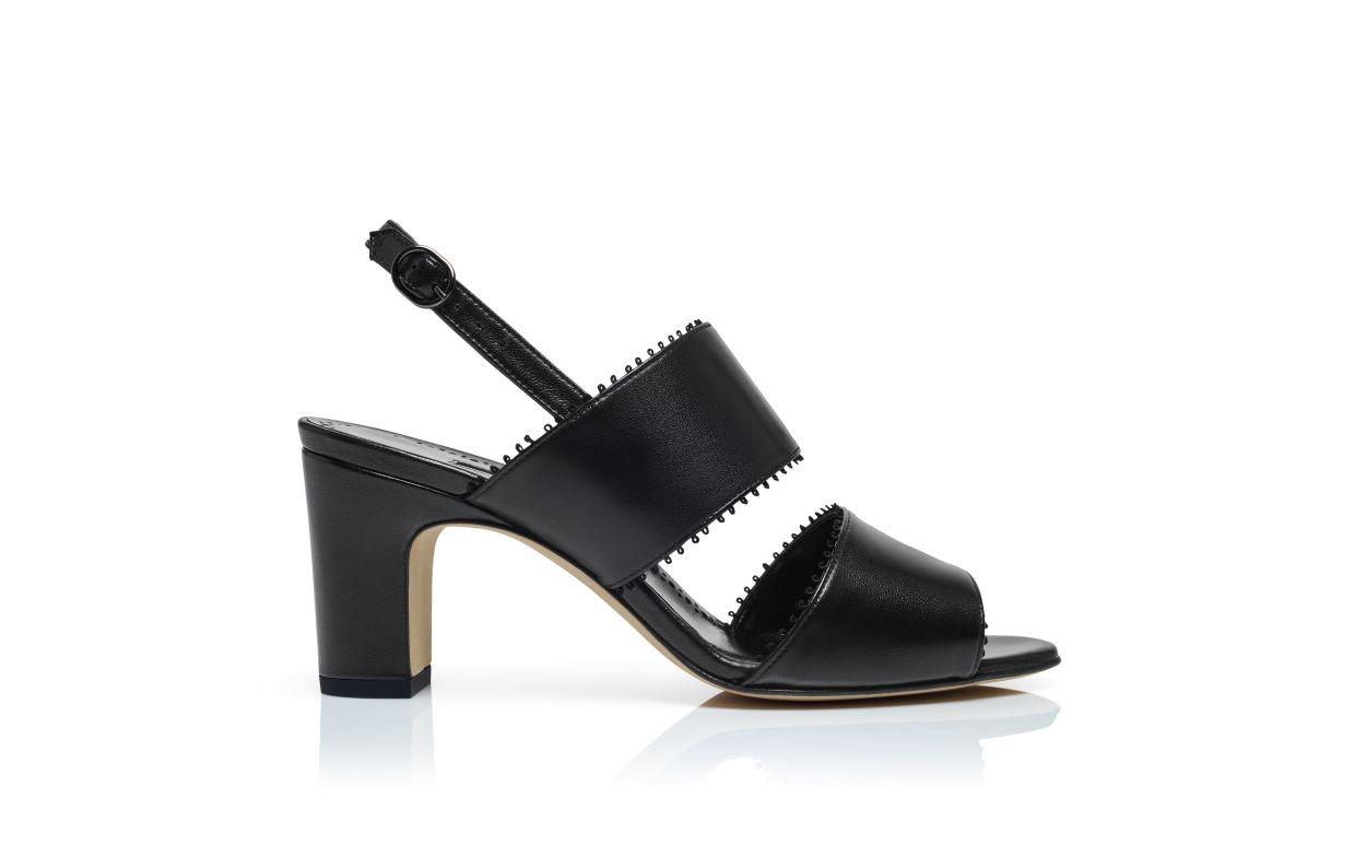 PERSIO Black Nappa Leather Slingback Sandals Product Image