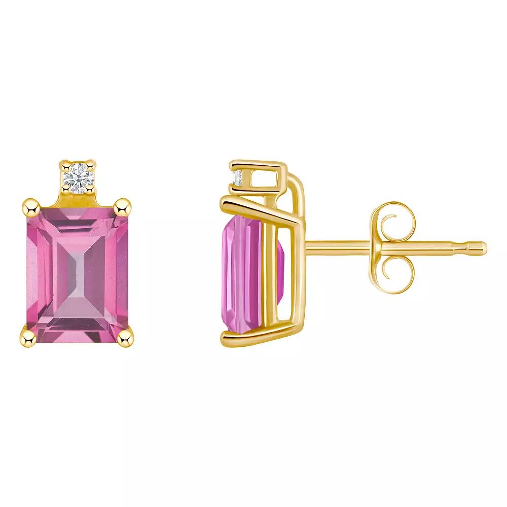 Celebration Gems 14k White Gold Gemstone & Diamond Accent Stud Earrings, Women's, Pink Topaz Product Image