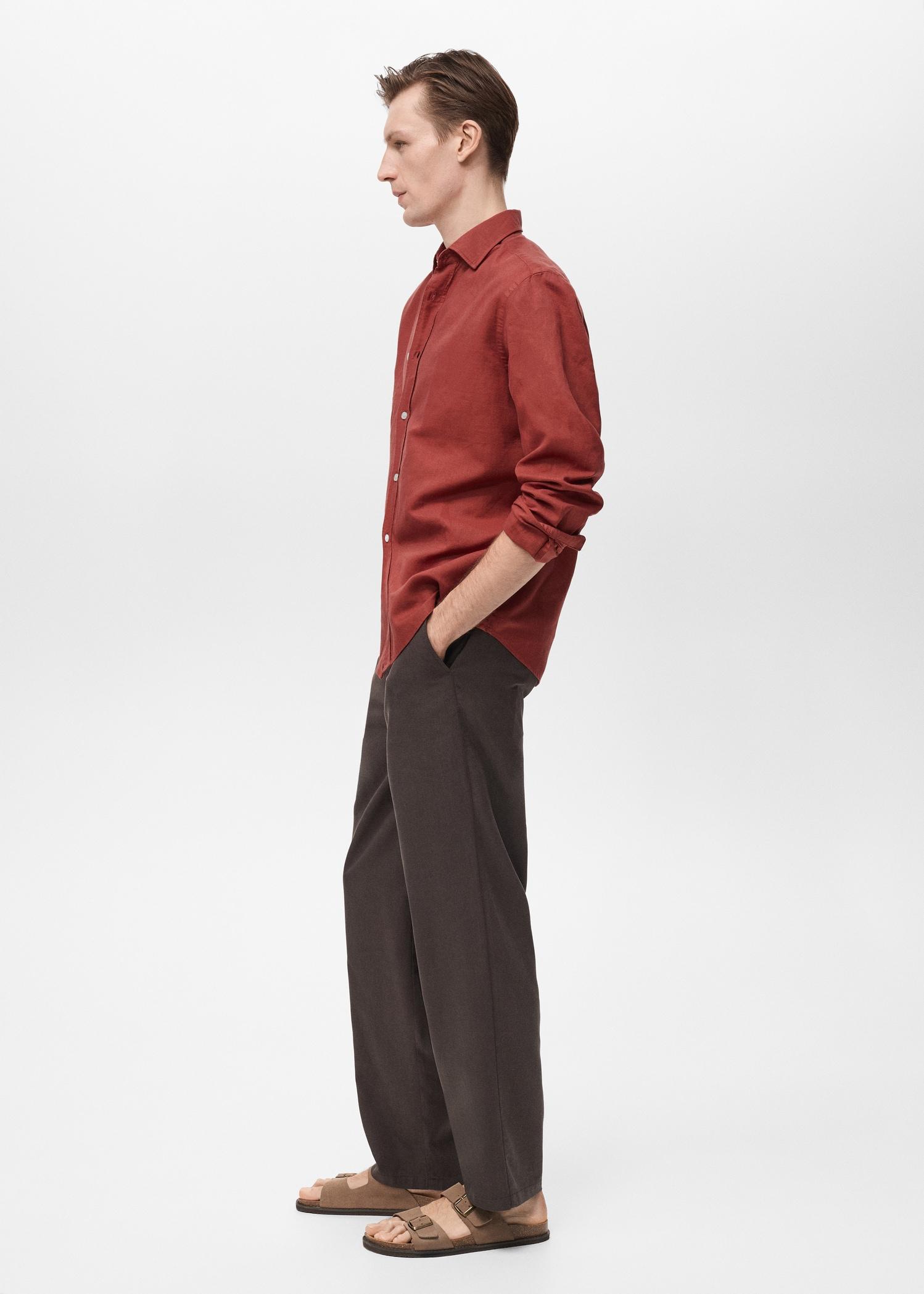 Linen-blend shirt - Men | MANGO USA Product Image