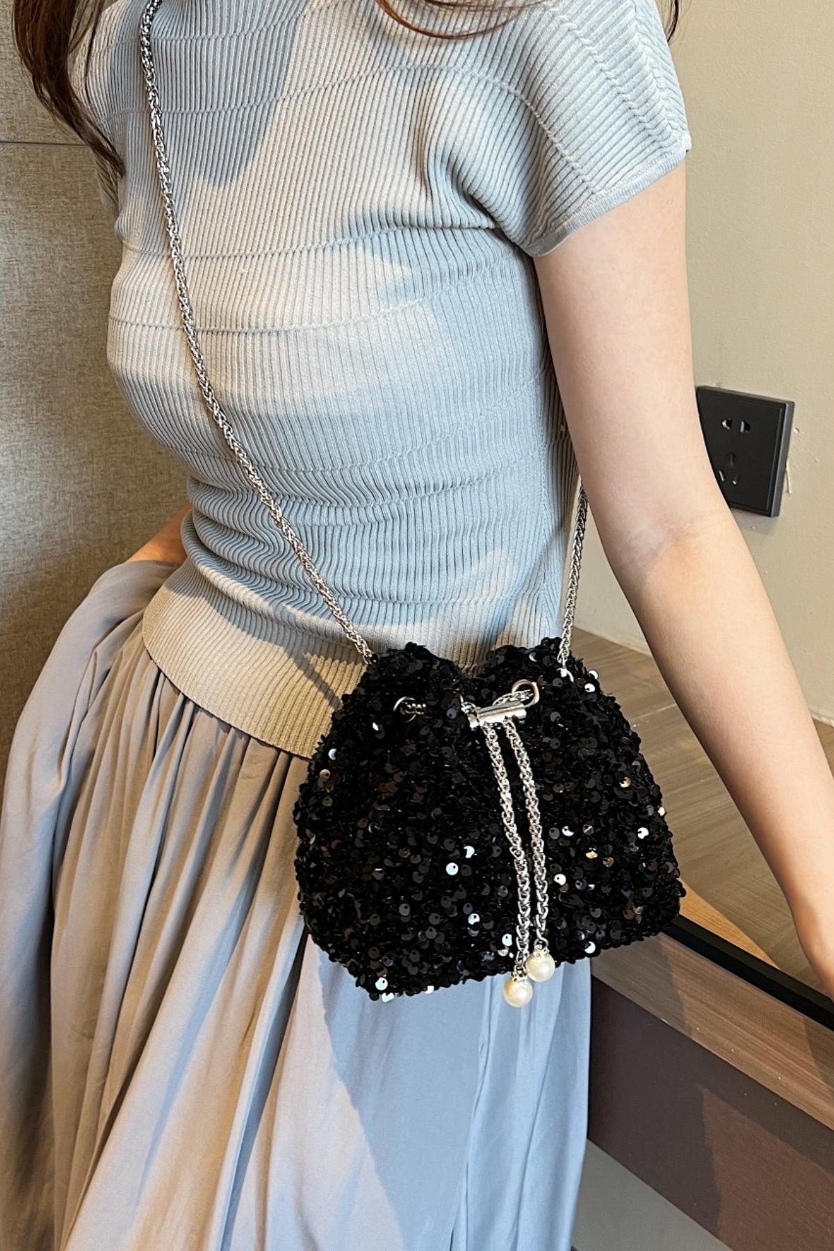 Sequin Chain Drawstring Bucket Bag Product Image