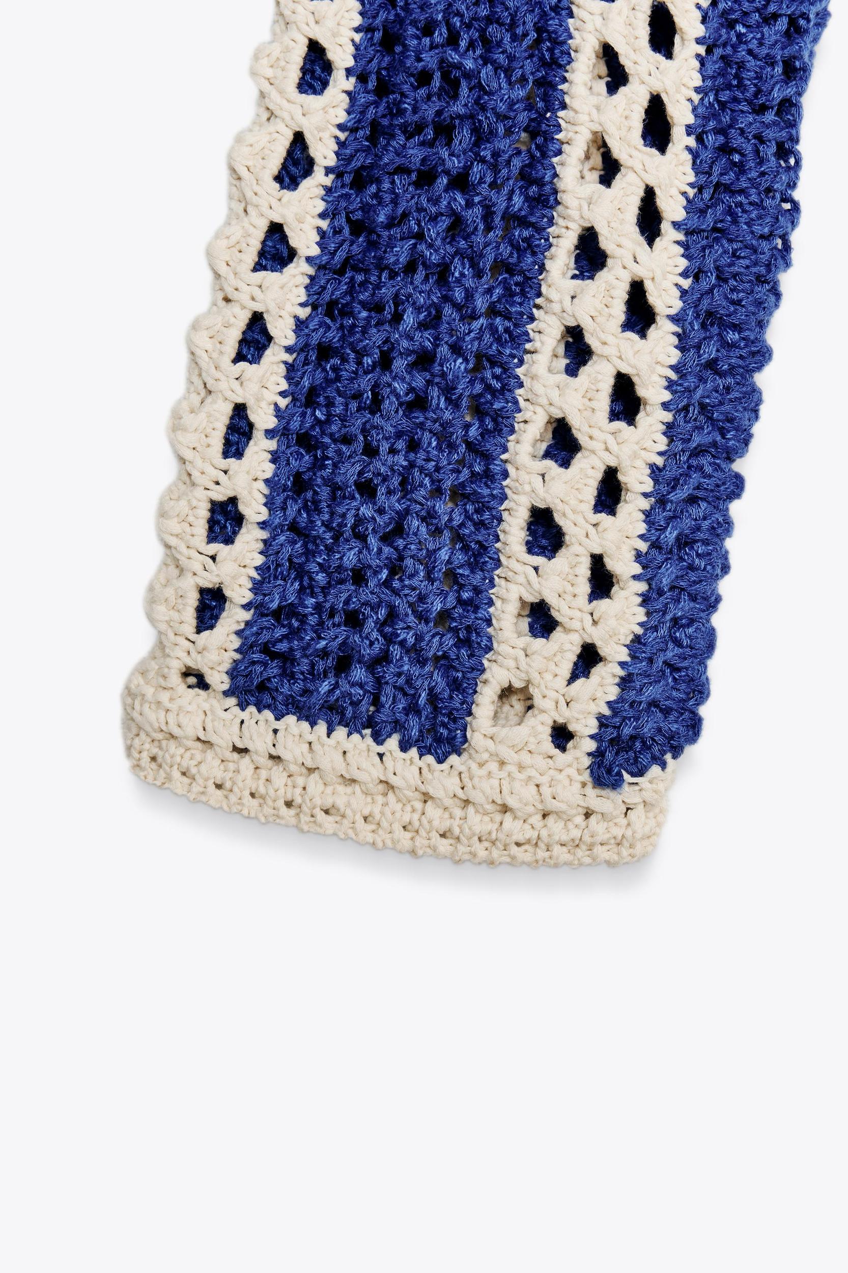 CROCHET KNIT CROP SWEATER Product Image