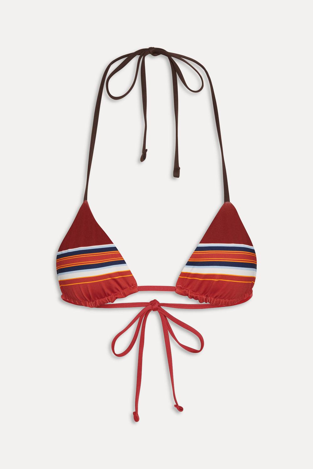 Nick Striped Triangle Bikini Top - Sandstone Product Image