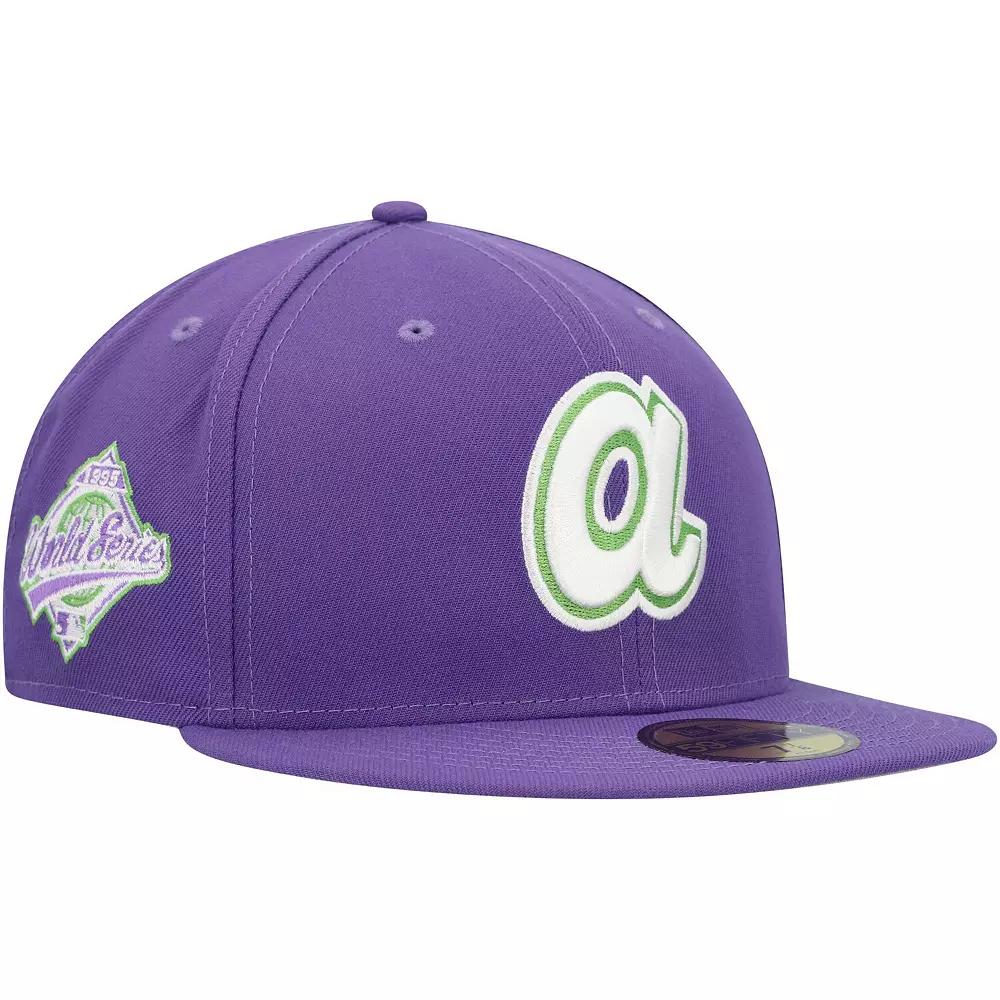 Men's New Era Purple Atlanta Braves Lime Side Patch 59FIFTY Fitted Hat,  Product Image