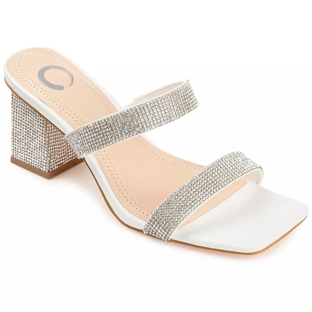 Journee Shandee Women's Rhinestone Block Heel Sandals,  Product Image
