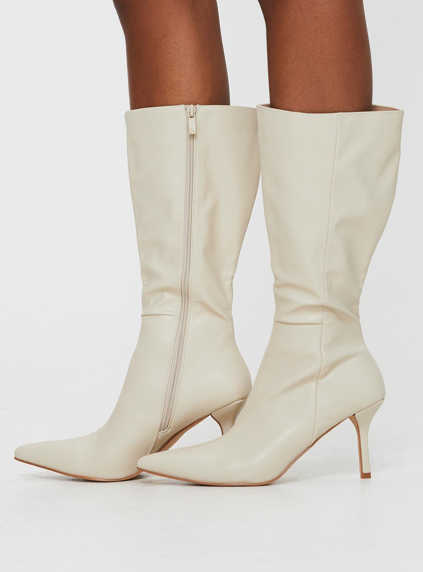 Elodiee Knee High Boots Cream Product Image