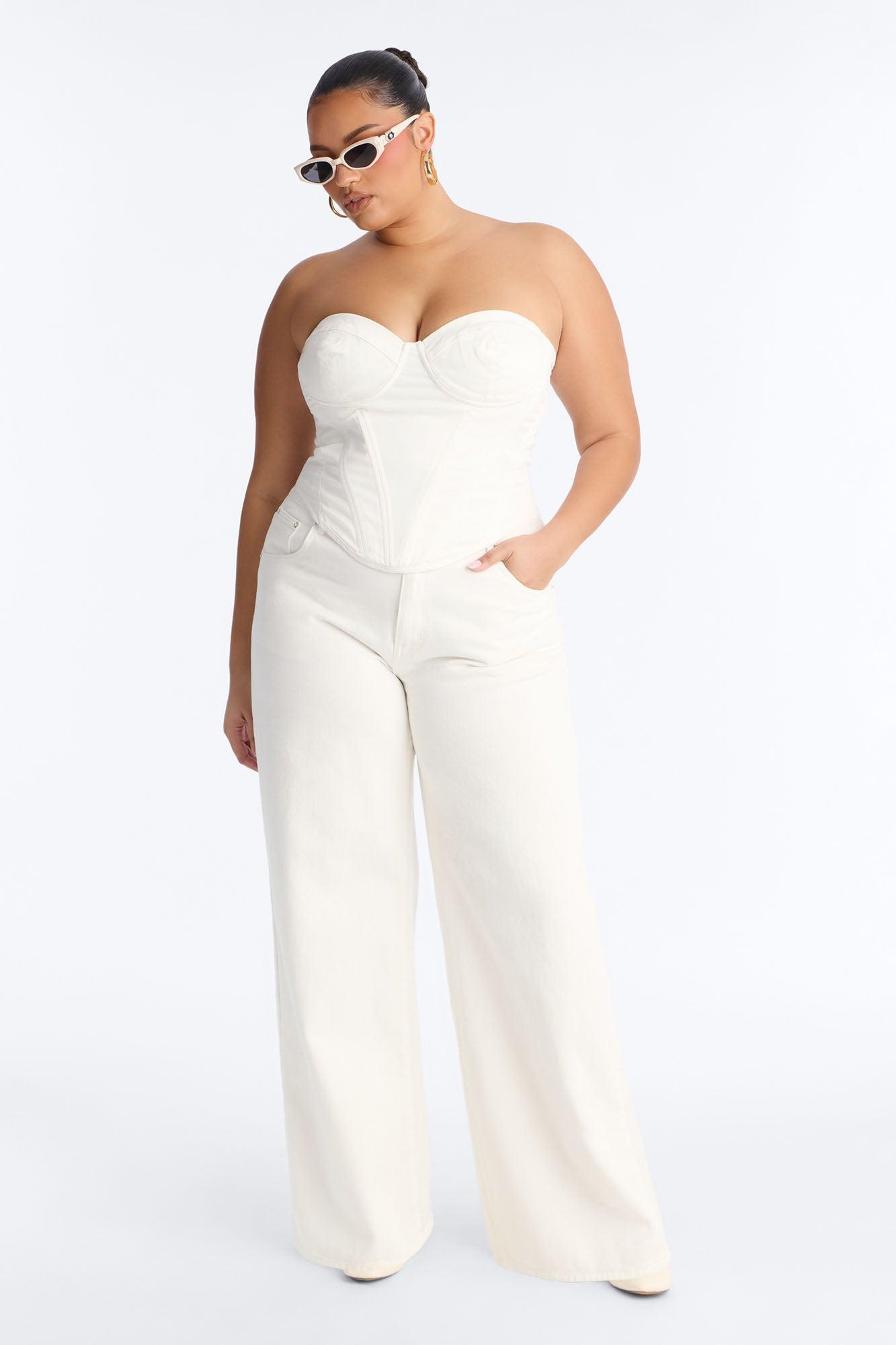 Bae For Tonight Denim Corset Top - White Female Product Image