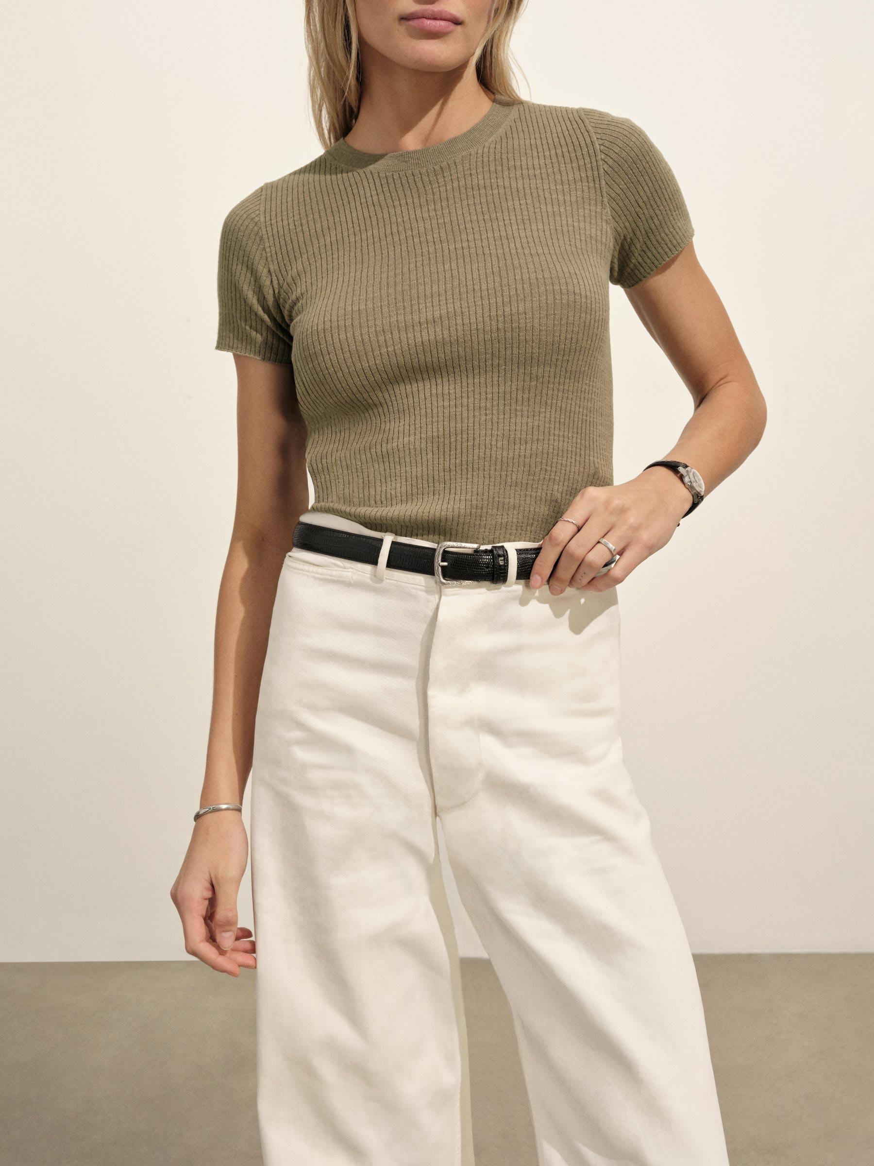 Willow Green Coastal Linen Rib Tee Product Image