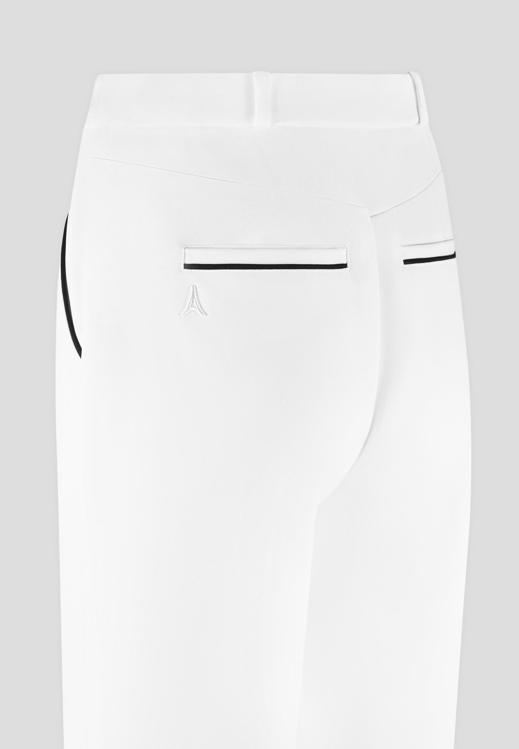 Mina - Contrast Piped Pleated Trousers - White/Black Female Product Image