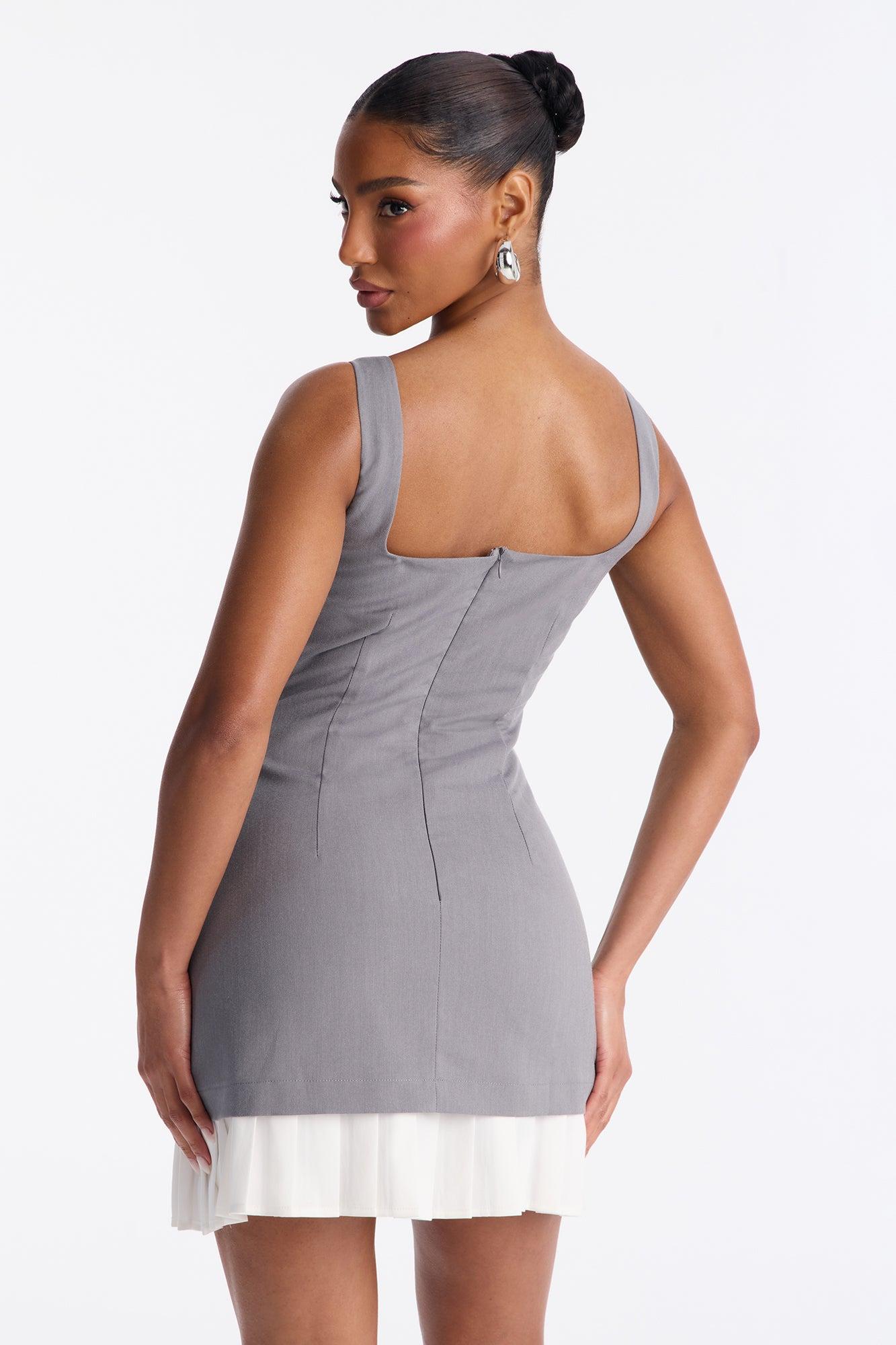 Presley Pleated Mini Dress - Grey Female Product Image