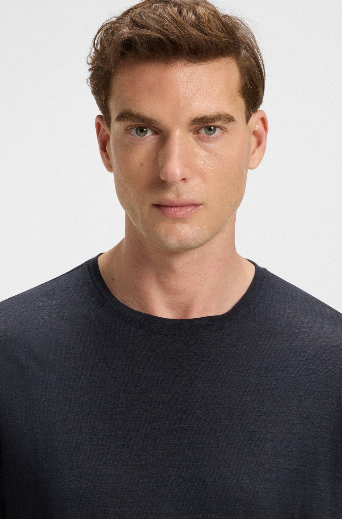 BOSS - BECKHAM x BOSS T-shirt in soft linen - Dark Blue Product Image