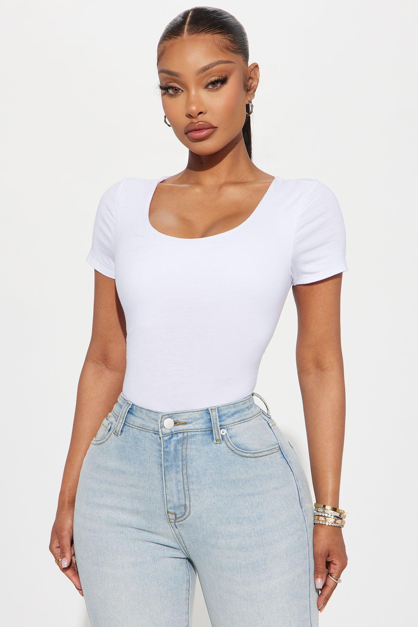 Veronica Double Lined Jersey Bodysuit - White Product Image