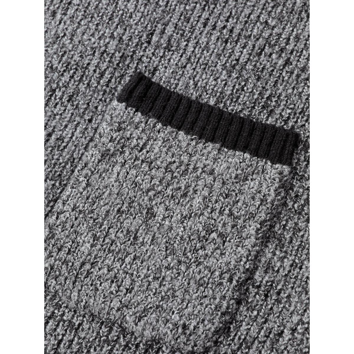 Plus Size Color Contrast Trim Textured Pocket Knit Cardigan Black Women Leisure Loose Long Sleeve Casual Cardigans BloomChic 18-20/2X Product Image